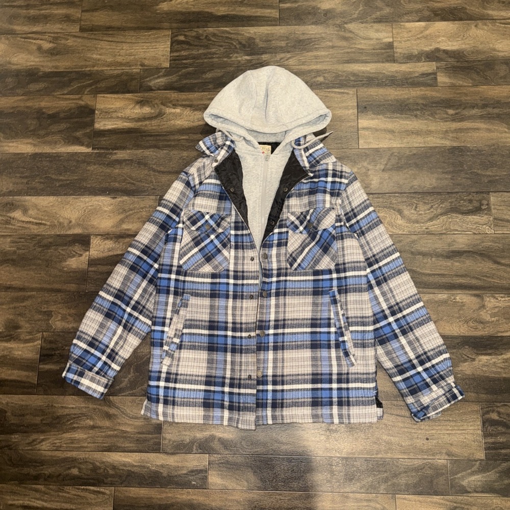 Redhead Flannel Jacket Shacket Fleece Hood Plaid Full-Zip Men's Size M Workwear